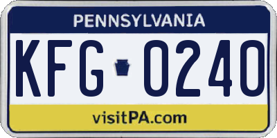 PA license plate KFG0240
