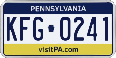 PA license plate KFG0241