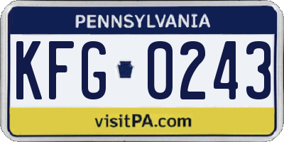 PA license plate KFG0243