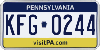 PA license plate KFG0244