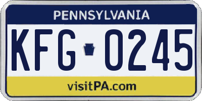 PA license plate KFG0245