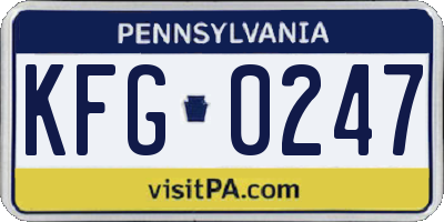 PA license plate KFG0247