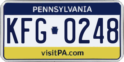 PA license plate KFG0248
