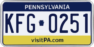 PA license plate KFG0251