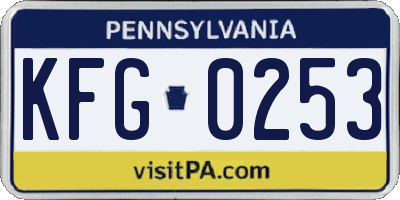 PA license plate KFG0253