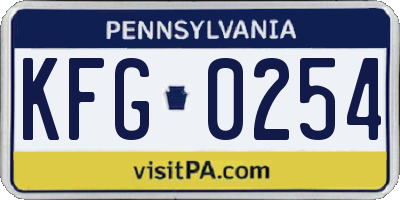 PA license plate KFG0254