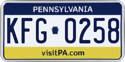 PA license plate KFG0258