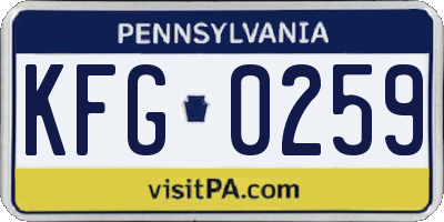 PA license plate KFG0259