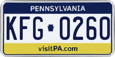PA license plate KFG0260