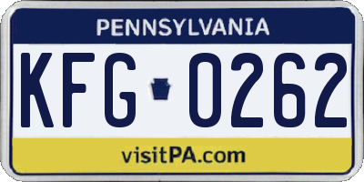 PA license plate KFG0262