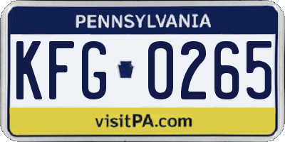 PA license plate KFG0265