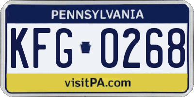 PA license plate KFG0268