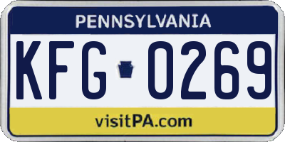 PA license plate KFG0269