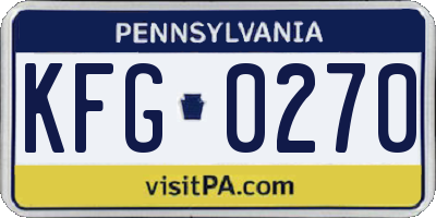 PA license plate KFG0270