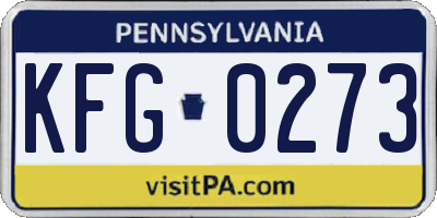 PA license plate KFG0273