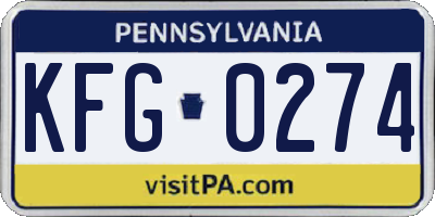 PA license plate KFG0274