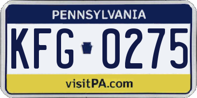 PA license plate KFG0275