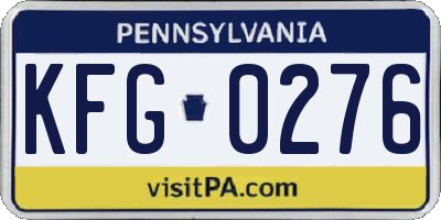 PA license plate KFG0276