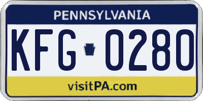 PA license plate KFG0280