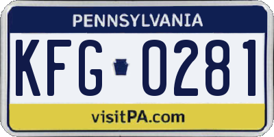 PA license plate KFG0281