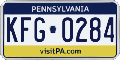 PA license plate KFG0284