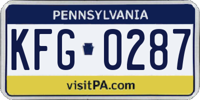 PA license plate KFG0287