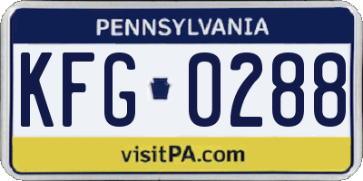 PA license plate KFG0288