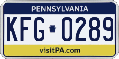 PA license plate KFG0289
