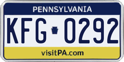 PA license plate KFG0292