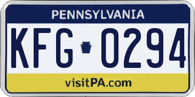 PA license plate KFG0294