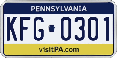 PA license plate KFG0301