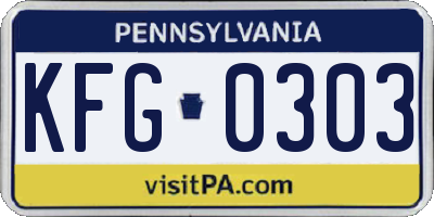 PA license plate KFG0303