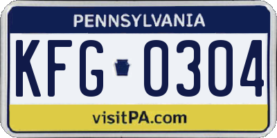 PA license plate KFG0304