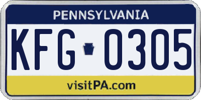 PA license plate KFG0305