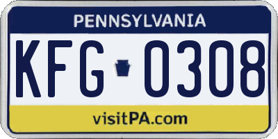 PA license plate KFG0308