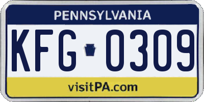 PA license plate KFG0309