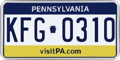 PA license plate KFG0310