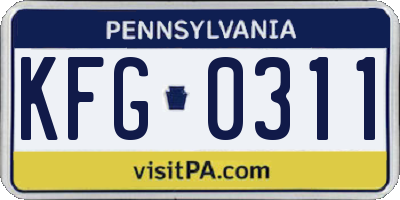 PA license plate KFG0311