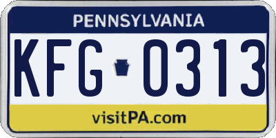 PA license plate KFG0313