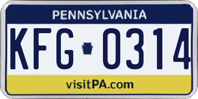 PA license plate KFG0314