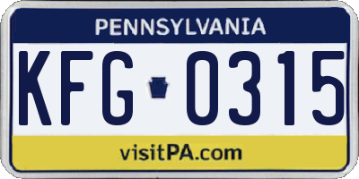 PA license plate KFG0315