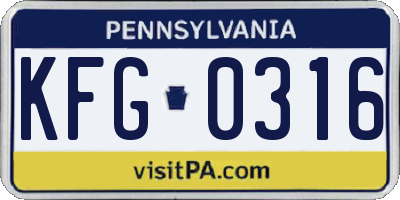 PA license plate KFG0316