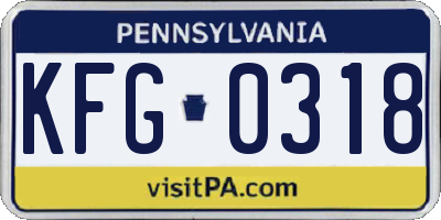 PA license plate KFG0318