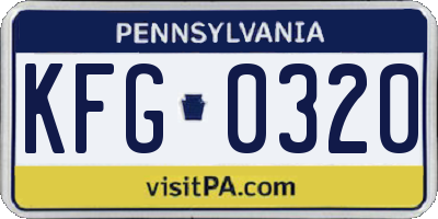 PA license plate KFG0320