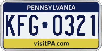 PA license plate KFG0321