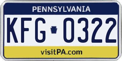 PA license plate KFG0322