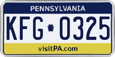 PA license plate KFG0325
