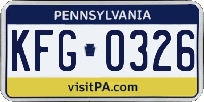 PA license plate KFG0326