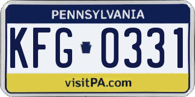 PA license plate KFG0331