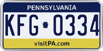 PA license plate KFG0334